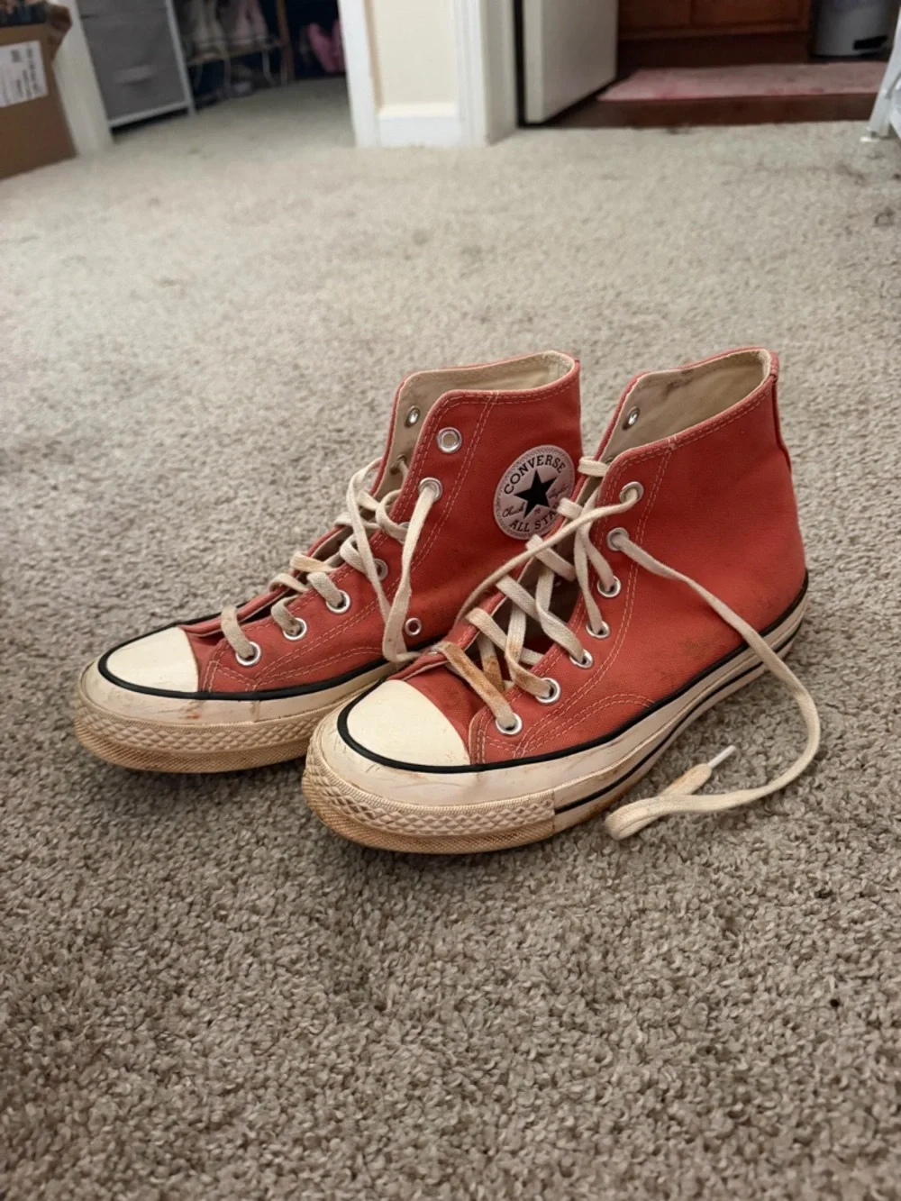 Converse Women’s High-Top Orange Sneakers - Picture 2 of 5